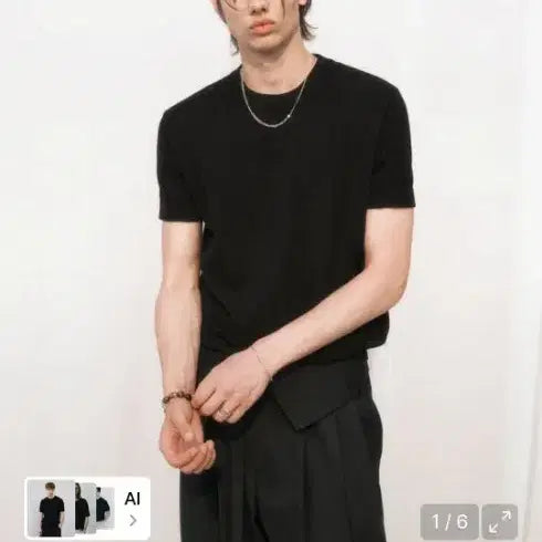 [BUNJANG] Noir Silky Crewneck Half Knit Black Size 50 / 노이어 실키 크루넥 하프니트 블랙 50 새상품
