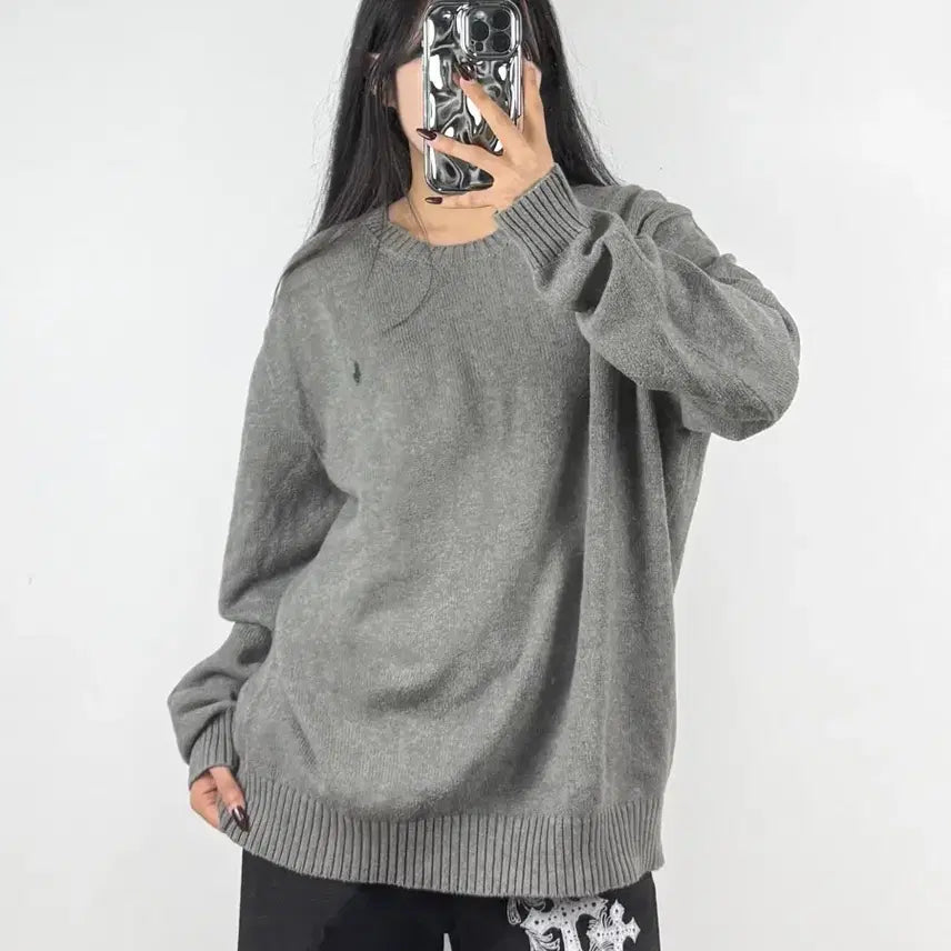 [BUNJANG] Polo Ralph Lauren Grey Crewneck Knit XL / 폴로 랄프로렌 그레이 컬러 라운드넥 니트 E130