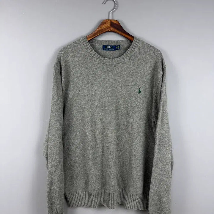 [BUNJANG] Polo Ralph Lauren Grey Crewneck Knit XL / 폴로 랄프로렌 그레이 컬러 라운드넥 니트 E130