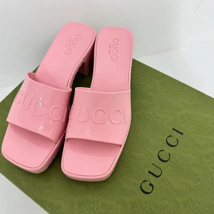 [BUNJANG] Gucci Pink Rubber Mule Sandals 38 / 구찌 핑크 젤리 뮬 슬리퍼 38사이즈 여름 샌들 gucci