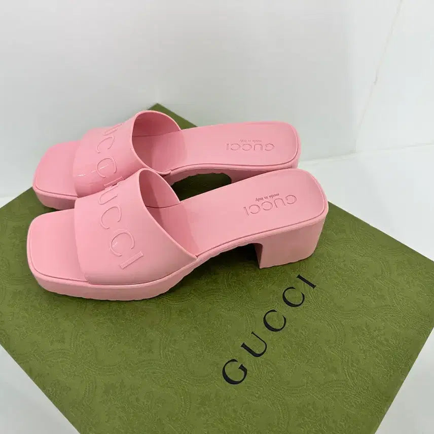 [BUNJANG] Gucci Pink Rubber Mule Sandals 38 / 구찌 핑크 젤리 뮬 슬리퍼 38사이즈 여름 샌들 gucci