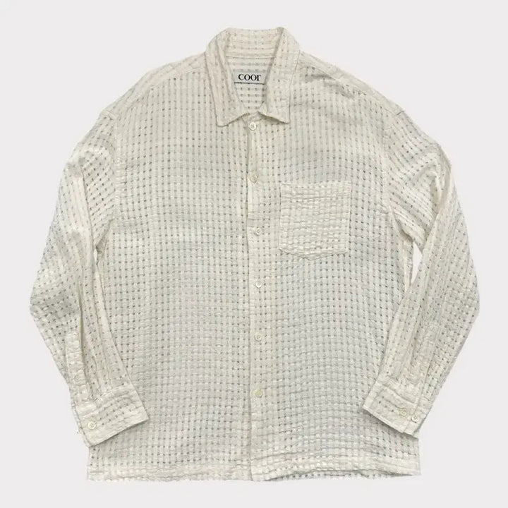 [BUNJANG] Coor Mesh Grid Open Collar Shirt Ivory / [M] Coor 쿠어 매쉬 그리드 오픈 칼라 셔츠 아이보리