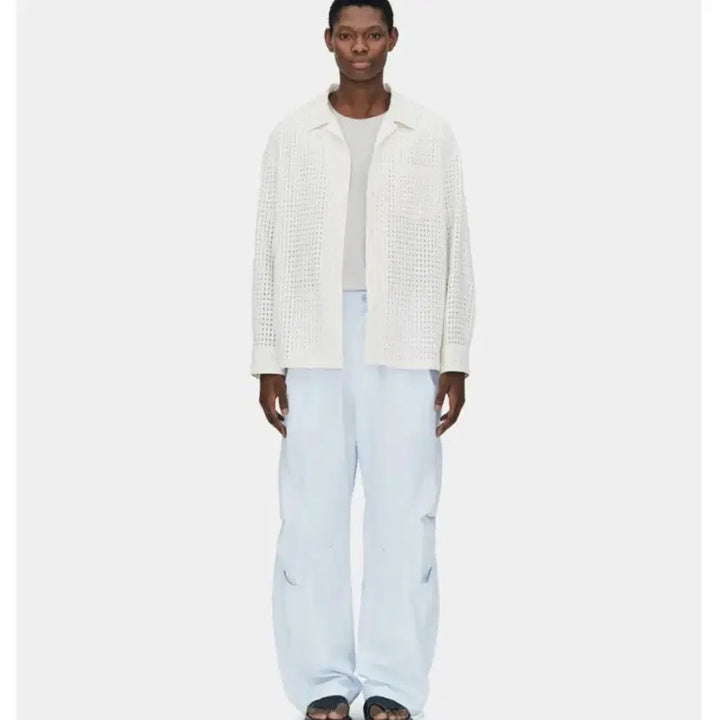 [BUNJANG] Coor Mesh Grid Open Collar Shirt Ivory / [M] Coor 쿠어 매쉬 그리드 오픈 칼라 셔츠 아이보리