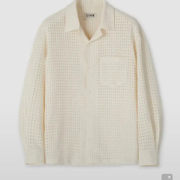 [BUNJANG] Coor Mesh Grid Open Collar Shirt Ivory / [M] Coor 쿠어 매쉬 그리드 오픈 칼라 셔츠 아이보리