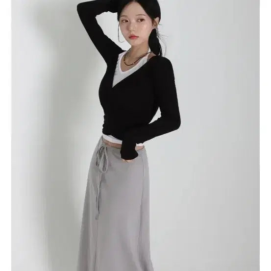 [BUNJANG] Off-White Maxi Long Skirt (Black) / 오프위 맥시 롱 스커트 (블랙)
