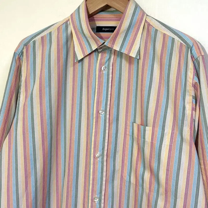 [BUNJANG] Zegna Sport Striped Cotton Shirt L (105) / Zegna 제냐스포츠 스트라이프 셔츠/L(105)