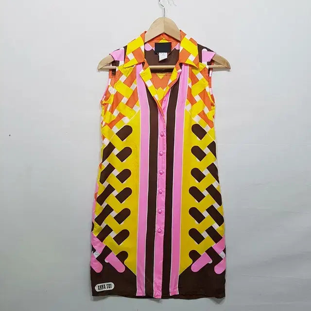 [BUNJANG] Anna Sui 100% Silk Sleeveless Blouse / ANNA SUI 안나수이 실크 100%  민소매 블라우스