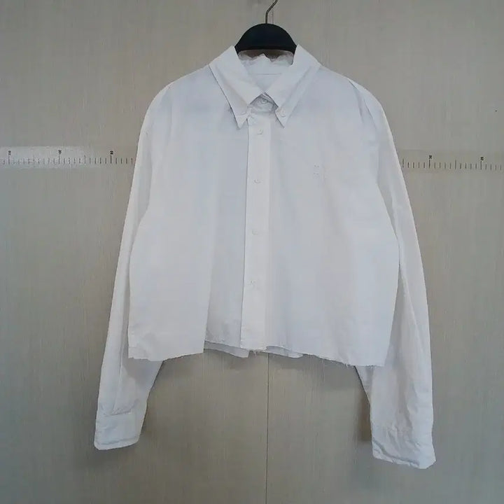 [BUNJANG] White Cropped Long Sleeve Shirt / 화이트 크롭 긴팔 셔츠