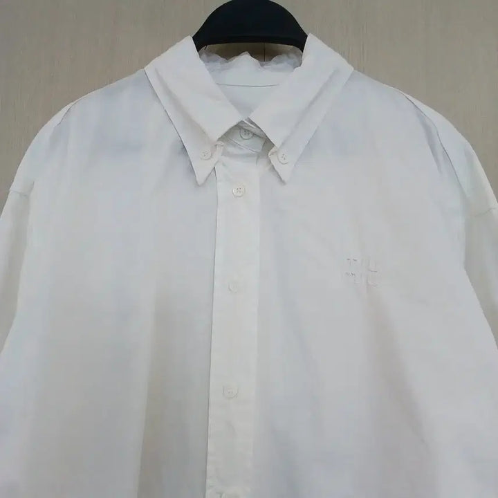 [BUNJANG] White Cropped Long Sleeve Shirt / 화이트 크롭 긴팔 셔츠