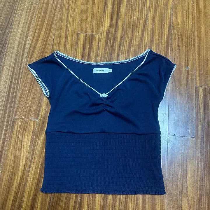 [BUNJANG] Glowny Peekaboo T-shirt Navy M / 글로니 피카부 티셔츠 네이비 M