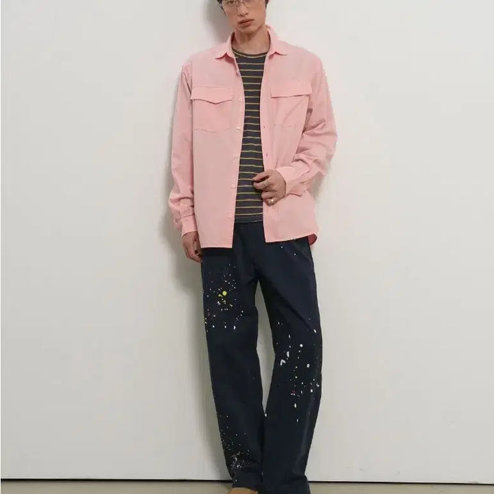 [BUNJANG] General Idea Unisex Washed Double Pocket Shirt / 제너럴 아이디어 남녀공용 워시드 더블 포켓 셔츠