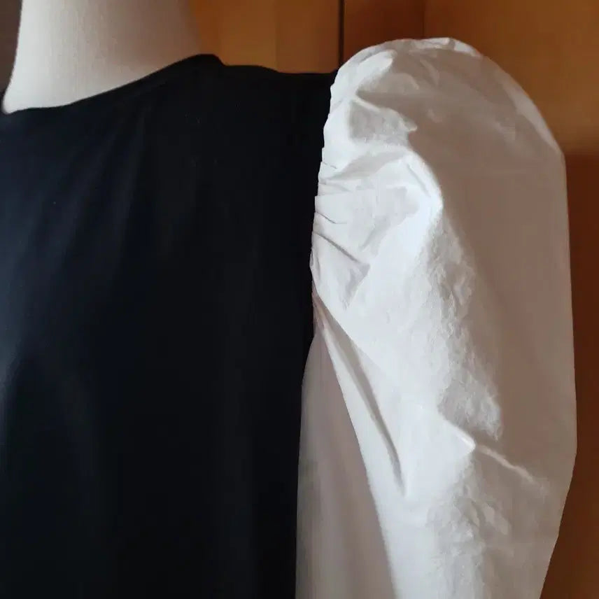 [BUNJANG] Puff Sleeve Spandex Cotton Dress / 퍼프 스판면 원피스