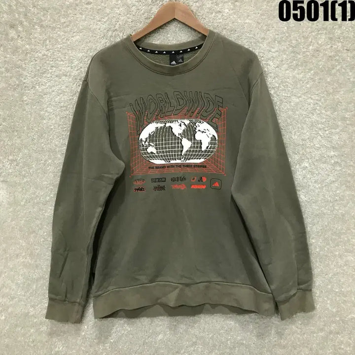 [BUNJANG] Adidas Worldwide Sweatshirt Khaki 2XL / 아디다스 월드와이드 맨투맨 카키 2XL