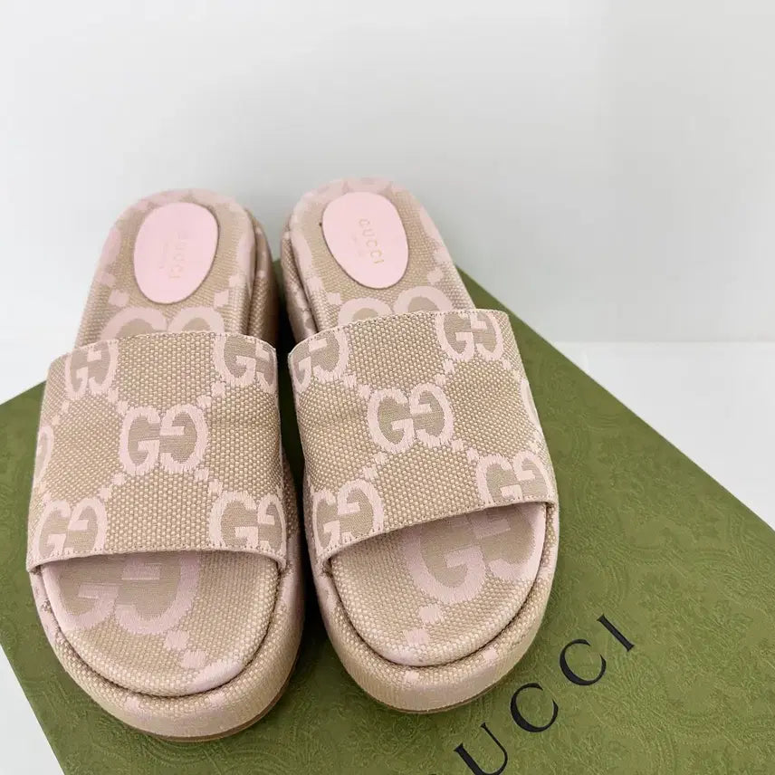 [BUNJANG] Gucci GG Canvas Platform Slippers Sandals / 구찌 GG 캔버스 플랫폼 슬리퍼 샌들