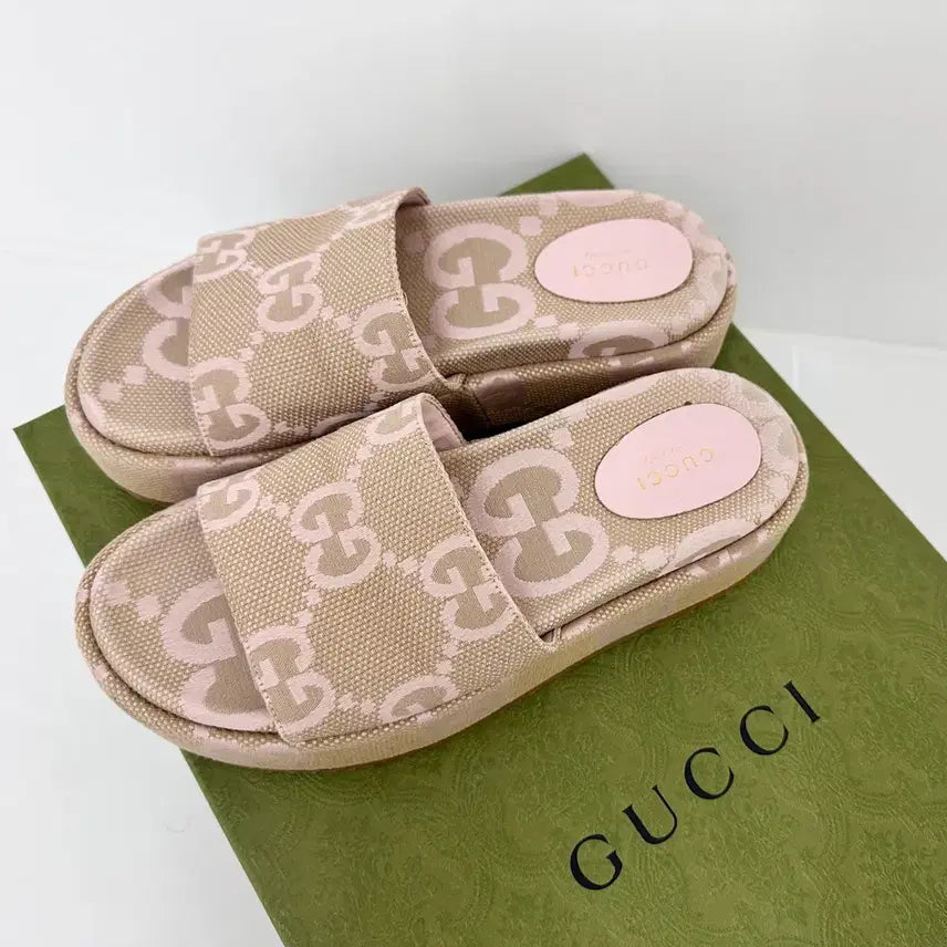 [BUNJANG] Gucci GG Canvas Platform Slippers Sandals / 구찌 GG 캔버스 플랫폼 슬리퍼 샌들