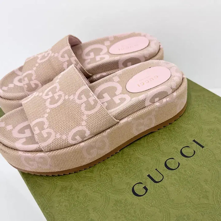 [BUNJANG] Gucci GG Canvas Platform Slippers Sandals / 구찌 GG 캔버스 플랫폼 슬리퍼 샌들