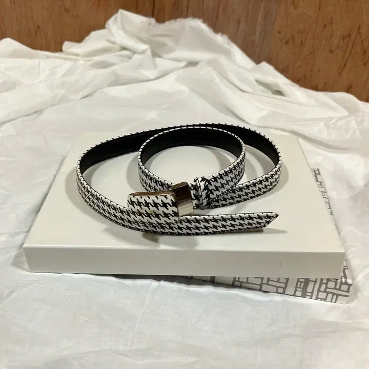 [BUNJANG] Comme des Garçons Tricot Houndstooth Leather Belt / 꼼데가르송 트리콧 하운즈투스 레더 벨트