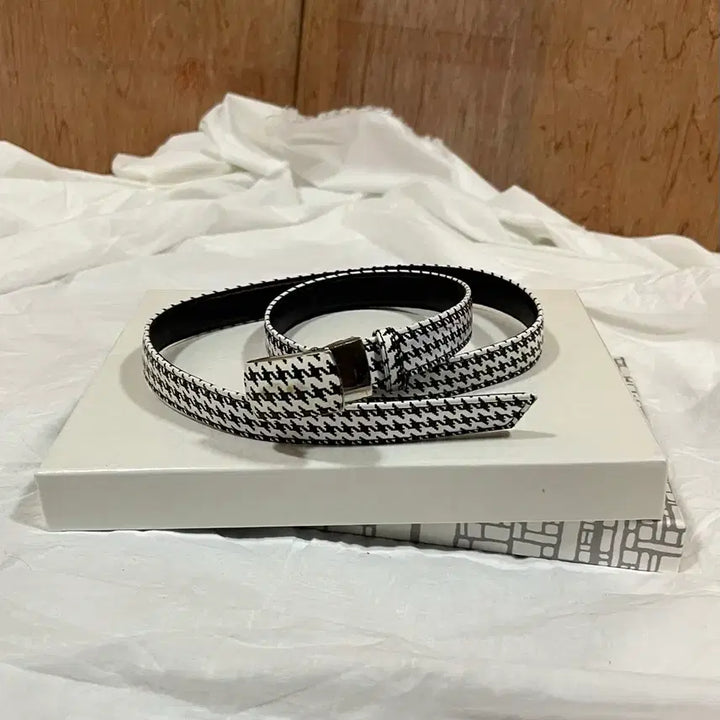[BUNJANG] Comme des Garçons Tricot Houndstooth Leather Belt / 꼼데가르송 트리콧 하운즈투스 레더 벨트