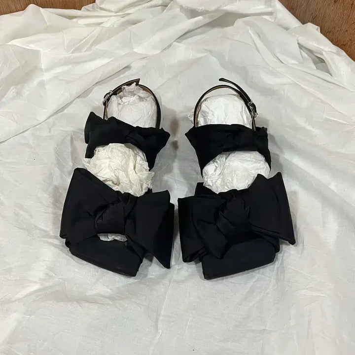 [BUNJANG] Ganni Black Big Bow Slingback Ballerina Flats / 가니 블랙 빅 보우 슬링백 플랫
