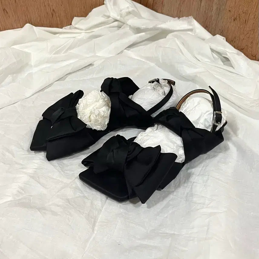 [BUNJANG] Ganni Black Big Bow Slingback Ballerina Flats / 가니 블랙 빅 보우 슬링백 플랫