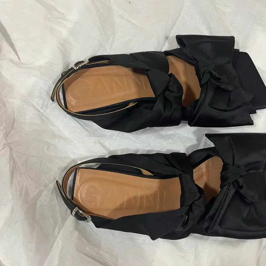 [BUNJANG] Ganni Black Big Bow Slingback Ballerina Flats / 가니 블랙 빅 보우 슬링백 플랫