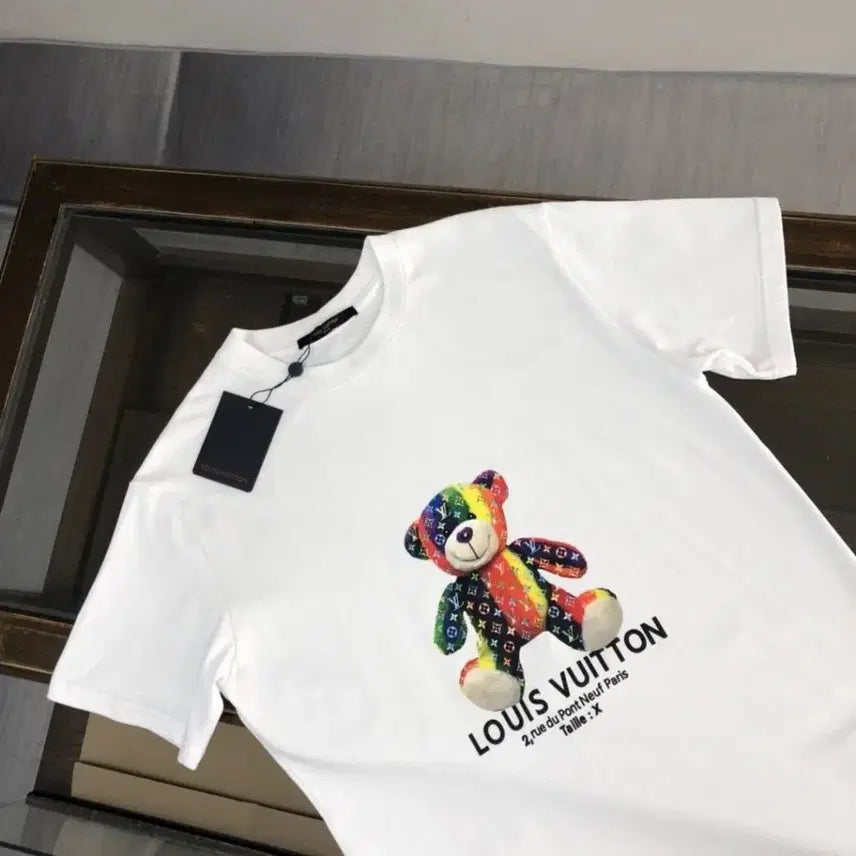 [BUNJANG] Rainbow Teddy Bear Short-Sleeve T-Shirt / 무지개 테디곰돌이 반팔티