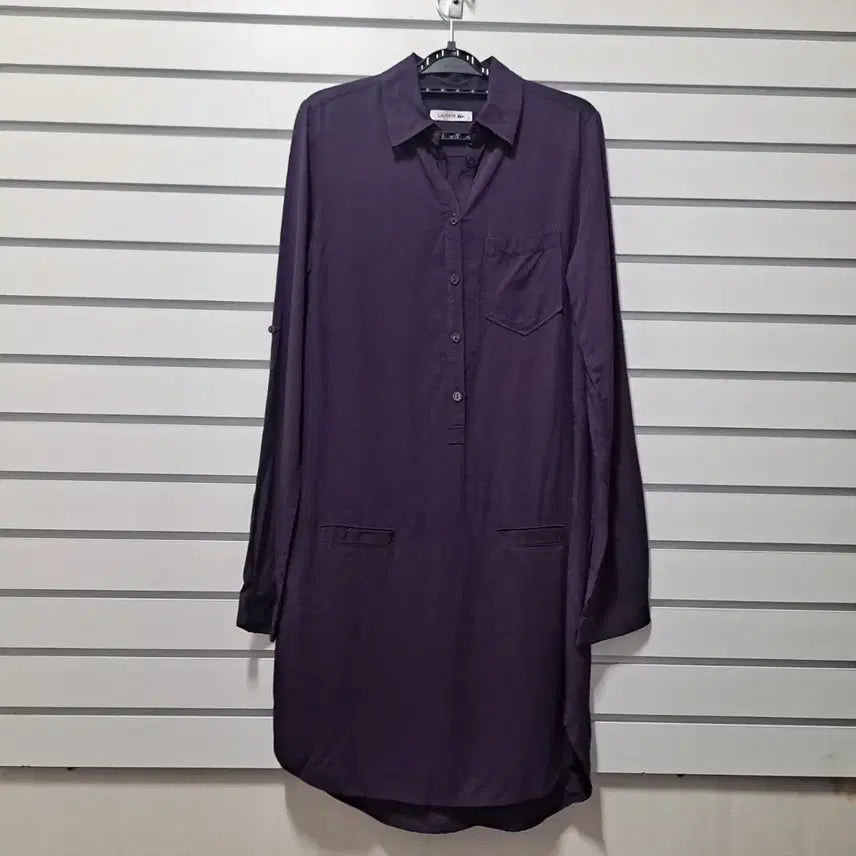 [BUNJANG] Lacoste Purple Long Shirt Dress Size 55 / 라코스테 보라색 롱 셔츠 원피스 55/옷장꾸미기
