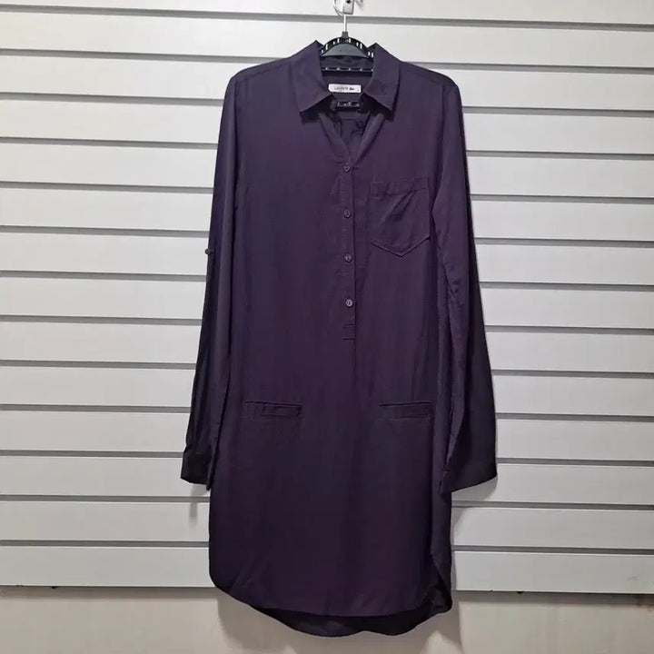 [BUNJANG] Lacoste Purple Long Shirt Dress Size 55 / 라코스테 보라색 롱 셔츠 원피스 55/옷장꾸미기