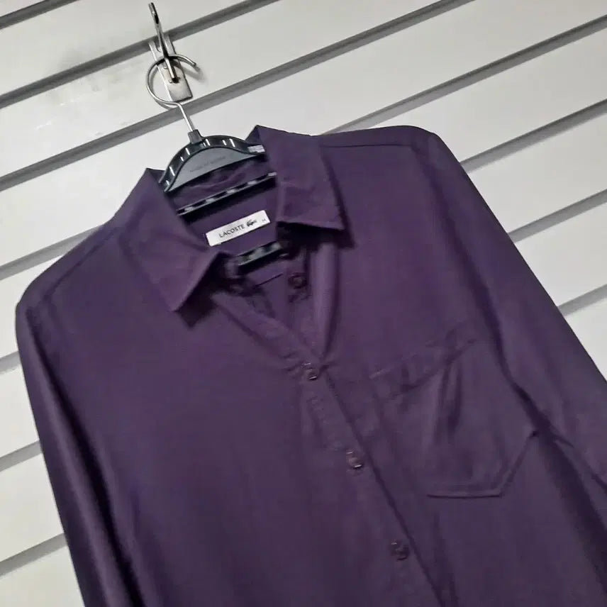 [BUNJANG] Lacoste Purple Long Shirt Dress Size 55 / 라코스테 보라색 롱 셔츠 원피스 55/옷장꾸미기