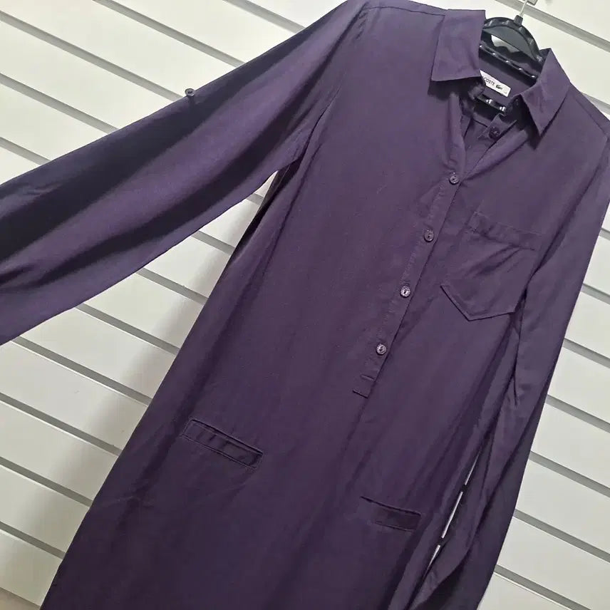 [BUNJANG] Lacoste Purple Long Shirt Dress Size 55 / 라코스테 보라색 롱 셔츠 원피스 55/옷장꾸미기