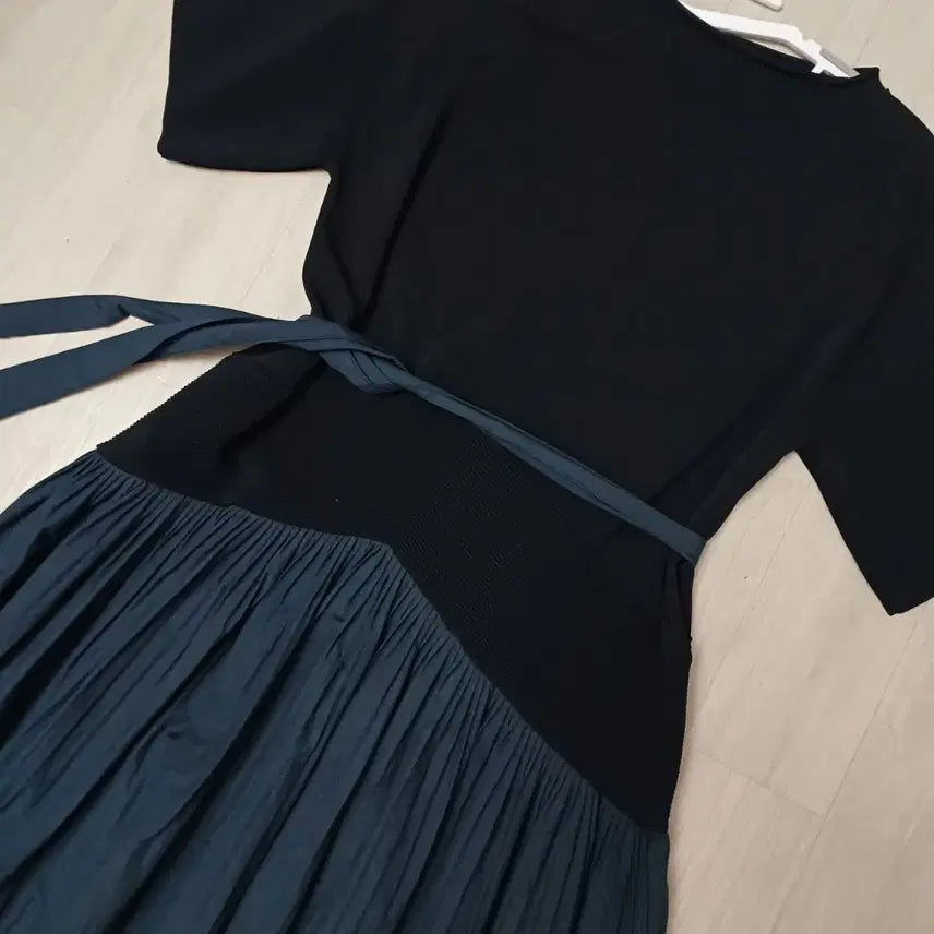 [BUNJANG] System Black Shirring Knit and Anorak Long Dress / 한섬 시스템 롱 원피스(55)반품44 총장118