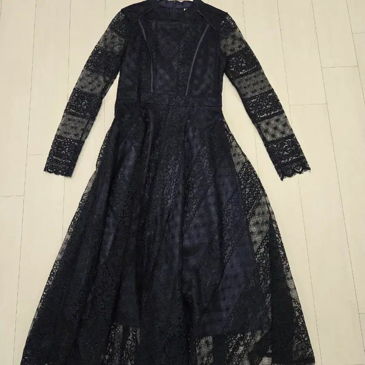 [BUNJANG] Lace Long Dress Navy / 레이스 롱 원피스 네이비