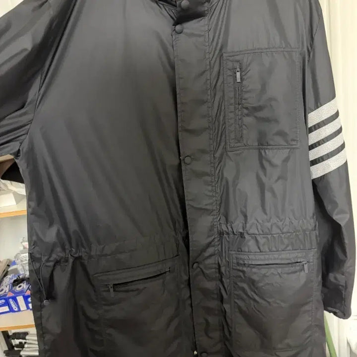 [BUNJANG] Thom Browne Black Tricolor Line Hooded Coat / 급처 정품 톰 브라운 립스탑 윈드브레이커