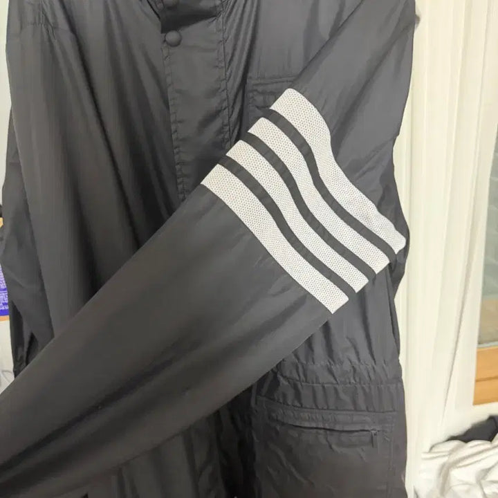 [BUNJANG] Thom Browne Black Tricolor Line Hooded Coat / 급처 정품 톰 브라운 립스탑 윈드브레이커