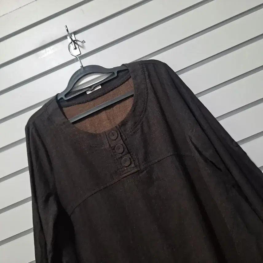 [BUNJANG] Dark Brown Loose Fit Long Blouse / 다크브라운 루즈핏 롱블라우스 77/옷장꾸미기