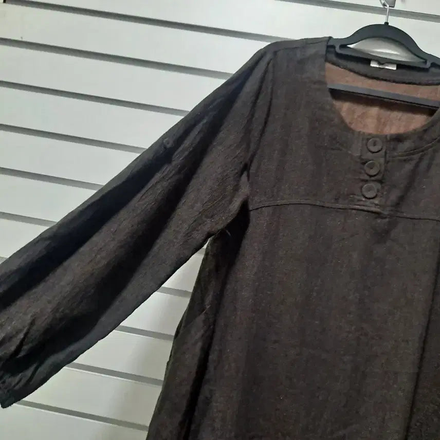 [BUNJANG] Dark Brown Loose Fit Long Blouse / 다크브라운 루즈핏 롱블라우스 77/옷장꾸미기