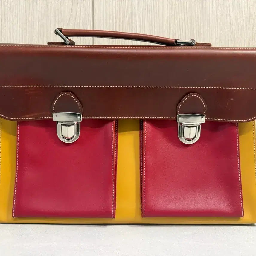 [BUNJANG] Vintage Cowhide Leather Briefcase 2-Way / 빈티지 소가죽 브리프케이스 2way