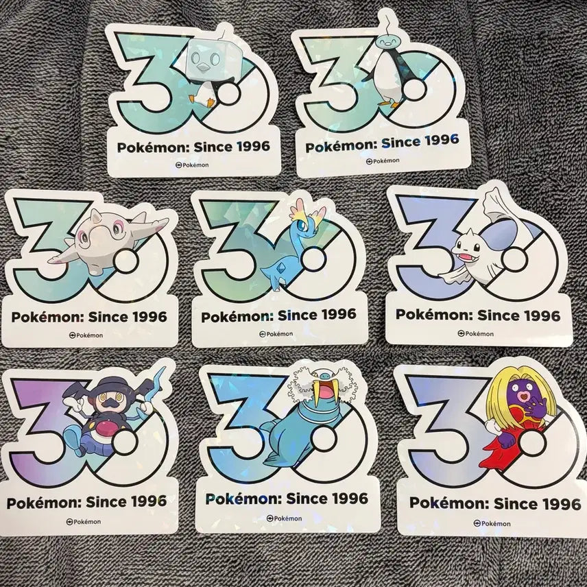 [BUNJANG] Pokemon 30th Anniversary Logo Sticker Ice-Type Set with Bing Chilling / 한국한정 포켓몬 30주년 로고 스티커 빙큐보 포함 얼음타입 세트