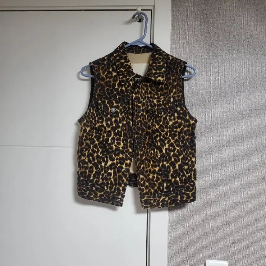 [BUNJANG] Polo Ralph Lauren Leopard Denim Vest XS / 폴로랄프로렌 레오파드 데님 베스트 xs
