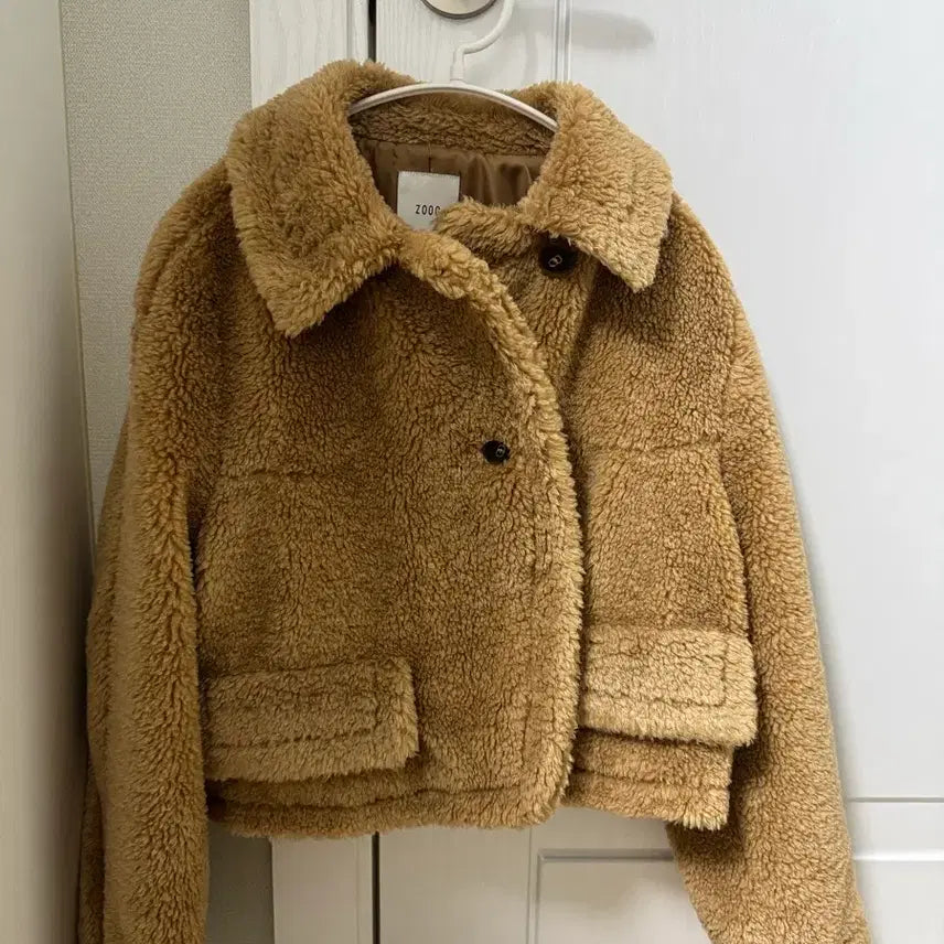 [BUNJANG] ZOOC Two-Button Fleece Short Coat Camel / ZOOC 투버튼 플리스 숏코트