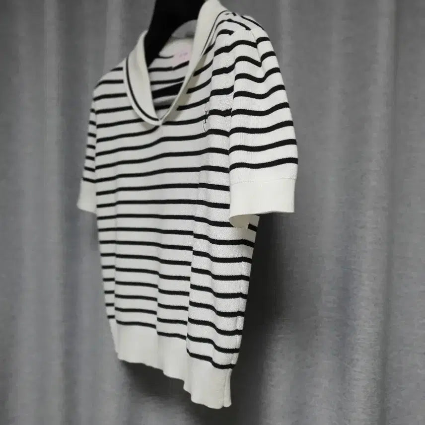 [BUNJANG] Rolarola Sailor Collar Stripe Knit Short Sleeve Top / rolarola 로라로라 세일러 카라 스트라이프 니트반팔 f s~m