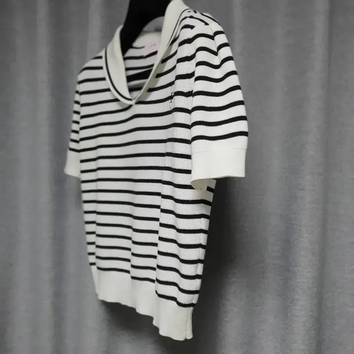 [BUNJANG] Rolarola Sailor Collar Stripe Knit Short Sleeve Top / rolarola 로라로라 세일러 카라 스트라이프 니트반팔 f s~m