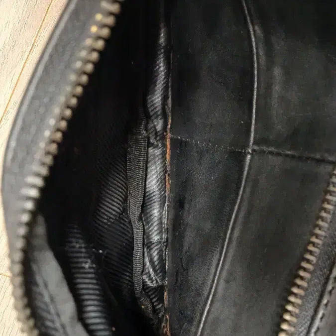 [BUNJANG] Black Leather Hip Pack Crossbody Bag / 블랙 가죽 힙색 크로스백
