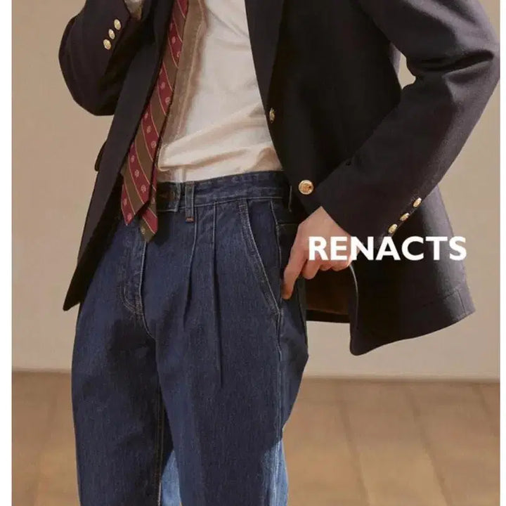 [BUNJANG] RENACTS Two Tuck Denim Pants Indigo Size 3 / RENACTS 2턱 데님 팬츠 인디고 3사이즈