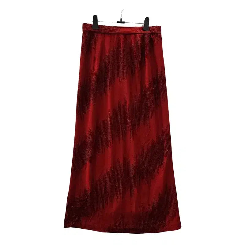 [BUNJANG] Vintage Japanese Gradient Bead Long Skirt / 빈티지 그라데이션 비즈 레드 롱스커트  MADE IN JAPAN