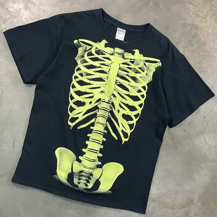 [BUNJANG] Vintage Skeleton Short Sleeve T-Shirt / 빈티지 스켈레톤 반팔 티셔츠
