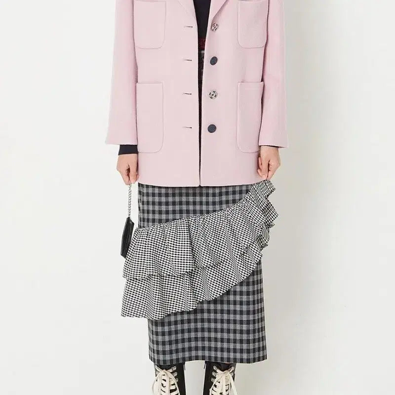 [BUNJANG] Lucky Chouette Alice 2-Tier Frill Pencil Fit Long Skirt / 럭키슈에뜨 엘리스    2단 프릴 데코 펜슬 핏 롱 스커트 36