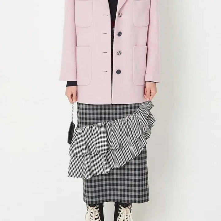 [BUNJANG] Lucky Chouette Alice 2-Tier Frill Pencil Fit Long Skirt / 럭키슈에뜨 엘리스    2단 프릴 데코 펜슬 핏 롱 스커트 36