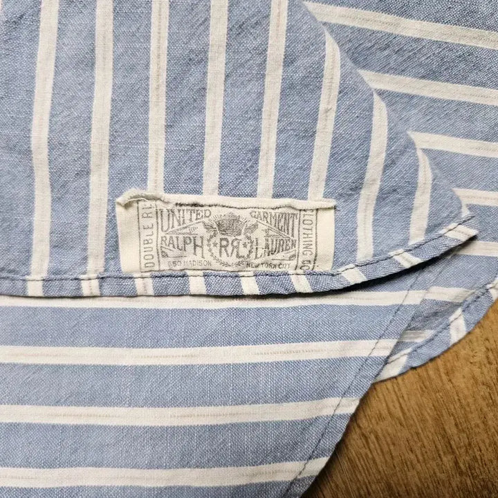 [BUNJANG] RRL Striped Workshirt M Light Blue / 더블알엘 스트라이프 워크셔츠