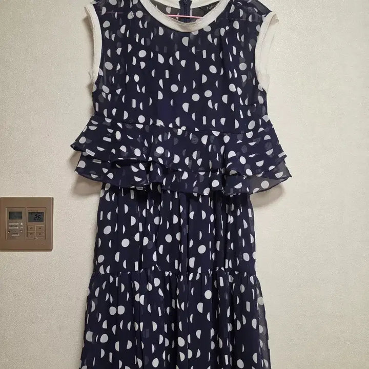[BUNJANG] TOPGIRL Navy Polka Dot Chiffon Midi Dress / TOPGIRL 네이비 도트 쉬폰 원피스